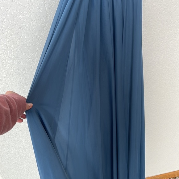 NWT David's Bridal Bridesmaid Dress Steel Blue One Strap Size Four - Picture 9 of 9